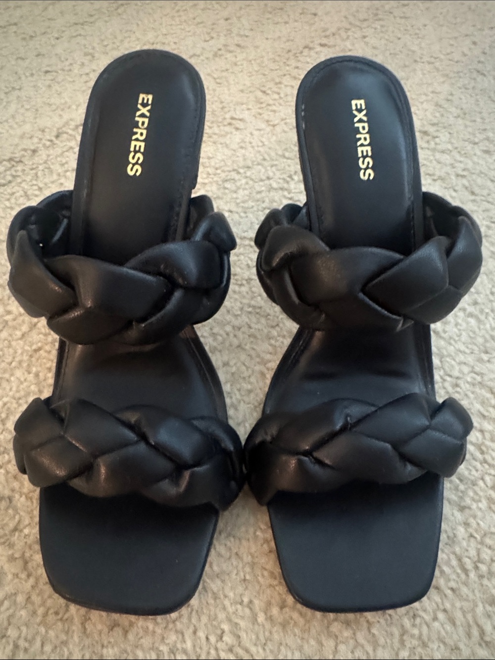 Express Black Braided Strap Mules